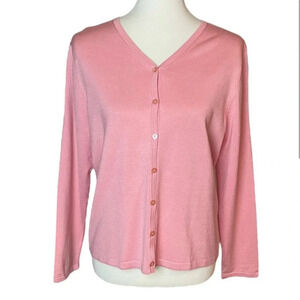 Pendleton Vintage Salmon Pink Silk Blend Knit Cardigan - Size Medium